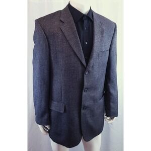 Cezar Del Prado Men's 42L (49x32.5) Blazer 100% Wool Gray Herringbone Sport Coat
